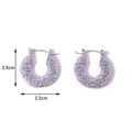 Lavender purple hammered C-shape titanium steel hoop earrings with 2.5cm height - Lavender Hammered C-Shaped / 2.5cmx2.3cm