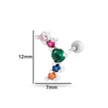 Rainbow cubic zirconia butterfly flower earring with silver finish and screw back closure - Vertical Five-Bead Style (0162-10#) / Silver