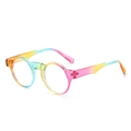 Retro round sunglasses with rainbow gradient frames and translucent finish for summer style - Rainbow Frame