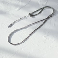 Flat silver snake chain necklace in 18KGP finish with lobster clasp and extension - Silver