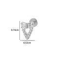 Silver F136 titanium labret stud with V-shaped zircon stones and 0.74cm height - 7# Silver (Bow)