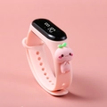 Pink silicone LED digital watch for kids with 3D cartoon character and adjustable strap - Nude Budding Character