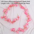Guirnalda de flores de cerezo rosa oscuro de 1,8m con 135 cabezas de flores - 135 Flores Cerezo / Rosa oscuro