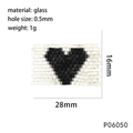 Dimensions détaillées de la perle de verre en forme de cœur tissée pour bijoux DIY - Écusson Cœur Coloré (P06050)