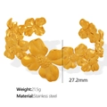 Gouden camelia bloem manchet armband van roestvrij staal met geborstelde matte finish - SZ97 Gouden Armband