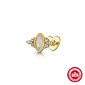 Golden S925 sterling silver ear stud with marquise opal and zircon in heart base - Single Gold #4 (Marquise Opal White Zirconia)