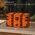 Retro wooden treasure box in orange-red with bronze lock and 18x11x10cm dimensions - Buckle / Small / Orange Red