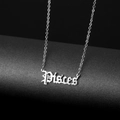 Collier en acier titane avec pendentif Poissons en écriture gothique argentée - Poissons