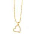 Elegante collana con ciondolo a cuore dorato, bordo in zirconi e catena a sfere - Cuore Cavo
