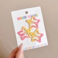 Three gradient yellow to pink star hair clips with glitter finish on white card - Set of 3 / 2# Yellow-Pink Gradient