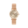 Elegant women's rose gold quartz watch with stretchy strap and Roman numeral dial - Rose Gold Elastic Band