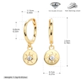 Detail view of 925 sterling silver star hoop earrings with dimensions and weight data - 925 Silver / Gold
