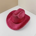 Sparkly magenta sequin cowboy hat for parties and festivals, high-quality festive headwear - Rose Red