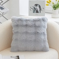 Modern grey faux fur cushion cover on a white boucle chair in a stylish living room - Bubble Plush-Silver Grey-Case Only