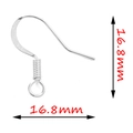 316 stainless steel silver ear hooks for DIY jewelry making with 16.8mm dimensions - Flattened Small Hook