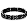 Pulsera clásica de acero inoxidable negro de 10mm para hombre estilo reloj con cierre - Negro de Humo