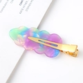 Detail of pearlescent macaron cloud hair clip with golden metal duckbill base - 11# Purple Blue Green Gradient Iridescent / 6.2cm