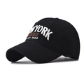 Gorra de béisbol de algodón negro con bordado New York y parche de USA vintage - Negro