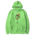 Green fleece hoodie with rhinestone Christmas wine glass graphic and drawstring hood - S / Tops / Grass Green - Rhinestone Christmas Wine Glass (63)