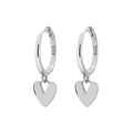 Silberne S925 Sterling Silber Herz Ohrringe mit poliertem Finish und eingravierter Punze - Platin (Stil A-Poliertes Herz)