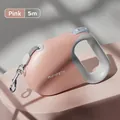 Pink 5m retractable pet leash with ergonomic gray handle and secure metal clasp - Pink / 5M