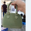 Olive green PVC jelly shell bag with beaded texture and elegant gold-tone hardware - Light Green