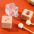 Square glass car perfume bottle set with wooden caps and diffuser sticks on orange background - Without English Label (Plain)