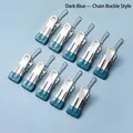 Set of 10 ink blue stainless steel laundry clips with hook design for hanging - Hook Style / Dark Blue