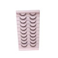 Set van 10 paar zwarte Russische krul-valse wimpers op roze tray met natuurlijke DD-krul - Gekrulde natuurlijke stijl (TK08) / DD Krul