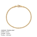 Minimalist 14K gold stainless steel 2.4mm sparkle chain bracelet for women - 16.5cm / Steel