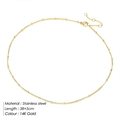 Minimalistische 14K vergoldete Edelstahl-Perlenkette für elegante Frauen, zeitlos - Gold
