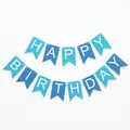 Blue gradient Happy Birthday swallowtail banner with gold foil letters for party decor - Blue Green Mixed