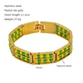 Bracciale a doppio strato in acciaio placcato oro 18K con perline di pietre gialle e verdi - Oro-Perline Miste Giallo Verde