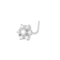 Makrofoto von S925 Silber Nasenstecker Blume mit klaren Zirkoniasteinen im Cluster - Silberne Blume (K-990)
