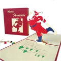 3D pop-up Christmas card featuring skating Santa Claus with red Merry Christmas cover - Santa Claus