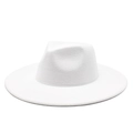 Detailed top view of a white wide-brimmed wool fedora hat with classic indented crown - M (56-58cm) / White