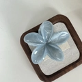 Blue and white marble plumeria hair claw clip made of elegant acetate material - Blue Grey [8cm Large]