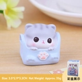 Mini statuetta di gatto in resina grigio e blu con impronte di zampe rosa e confezione - Stile A Mini Gatto in Borsa