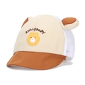 Beige and brown baby baseball cap featuring 3D bear ears and mesh back panels - Beige Panel Brown Brim Style / Beige Brown Contrast