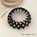 Black velvet bird nest hair ring in expandable matte finish design with 11cm diameter - Matte Black
