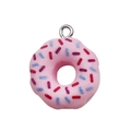 Pink resin donut pendant with red and blue sprinkles for DIY jewelry accessories - 1Pc (18x21mm) / Pink Donut