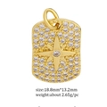 Macro shot of rectangular gold starburst pendant with dimensions 18.8mm by 13.2mm - Copper Pendant 21 (Rectangle Big Zircon)