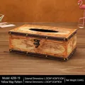 British vintage map tissue box with leather edges, metal rivets, and lock design - 4200-19 Yellow Map