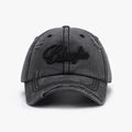 Unisex gewaschene Baseballkappe in Anthrazit mit 3D-Stickerei und Metallringen - Verstellbar / Schwarz