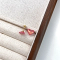 Pink heart crystal stud earrings with gold screw back in a beige jewelry display tray - Rose Pink Heart (8x10mm)