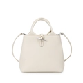 Off-white Beuteltasche aus Leder mit Silberknebelverschluss und abnehmbarem Gurt - Groß / Weiß