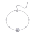 Adjustable S925 sterling silver bracelet with sparkling round-cut zircon stones - 1ct Moissanite