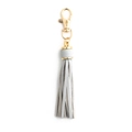 Faux leather tassel keychain in light grey with a golden metal swivel hook and ring - With Lobster Clasp / Gray