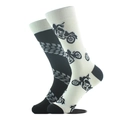 Chaussettes asymétriques avec motifs créatifs de traces de pneus et de moto - Taille unique / Moto et Traces de Pneus (10135)