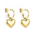 Orecchini a cuore dorati minimalisti con cerchio in acciaio inossidabile lucido - Oro (EA554001G)